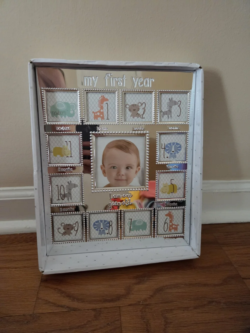 My First Year Silver Baby Photo Frame Collage. New